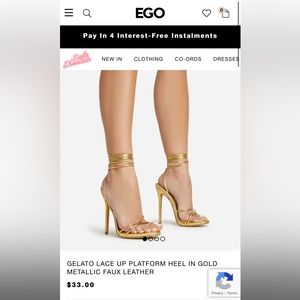 EGO GELATO LACE UP PLATFORM HEEL IN GOLD METALLIC FAUX LEATHER